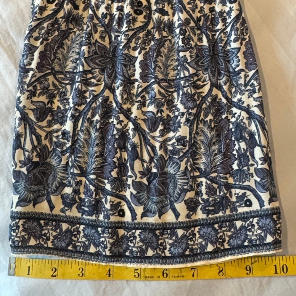 Max Studio Blue Floral Boho Blouse 2X Soft Pleats Flared Sleeve Top Cottagecore - Picture 8 of 9